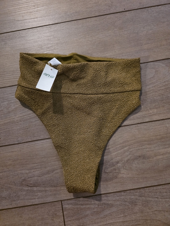 aerie Other - aerie High-Waist Textured Bikini Bottoms in GOLD